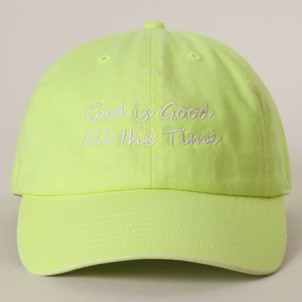 God is Good All The Time Embroidery Baseball Cap: GREENTEA / One Size