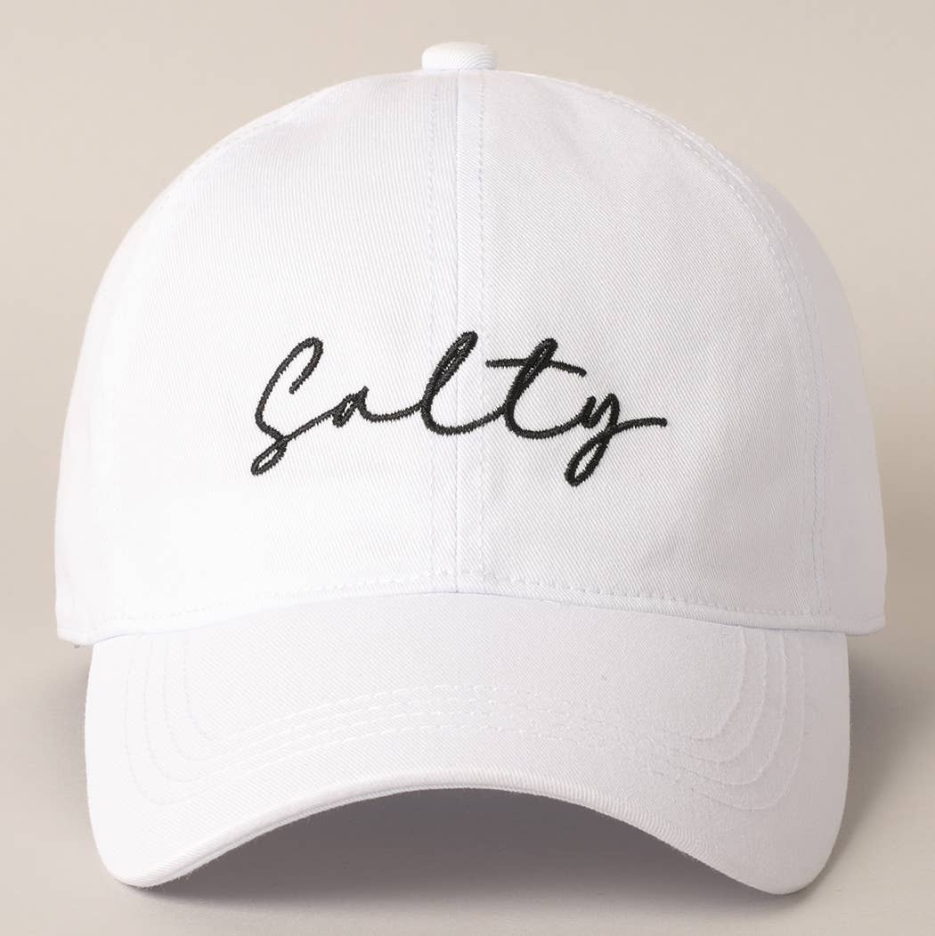 Salty Lettering Embroidery Baseball Cap: VINTAGE BLUE / One Size