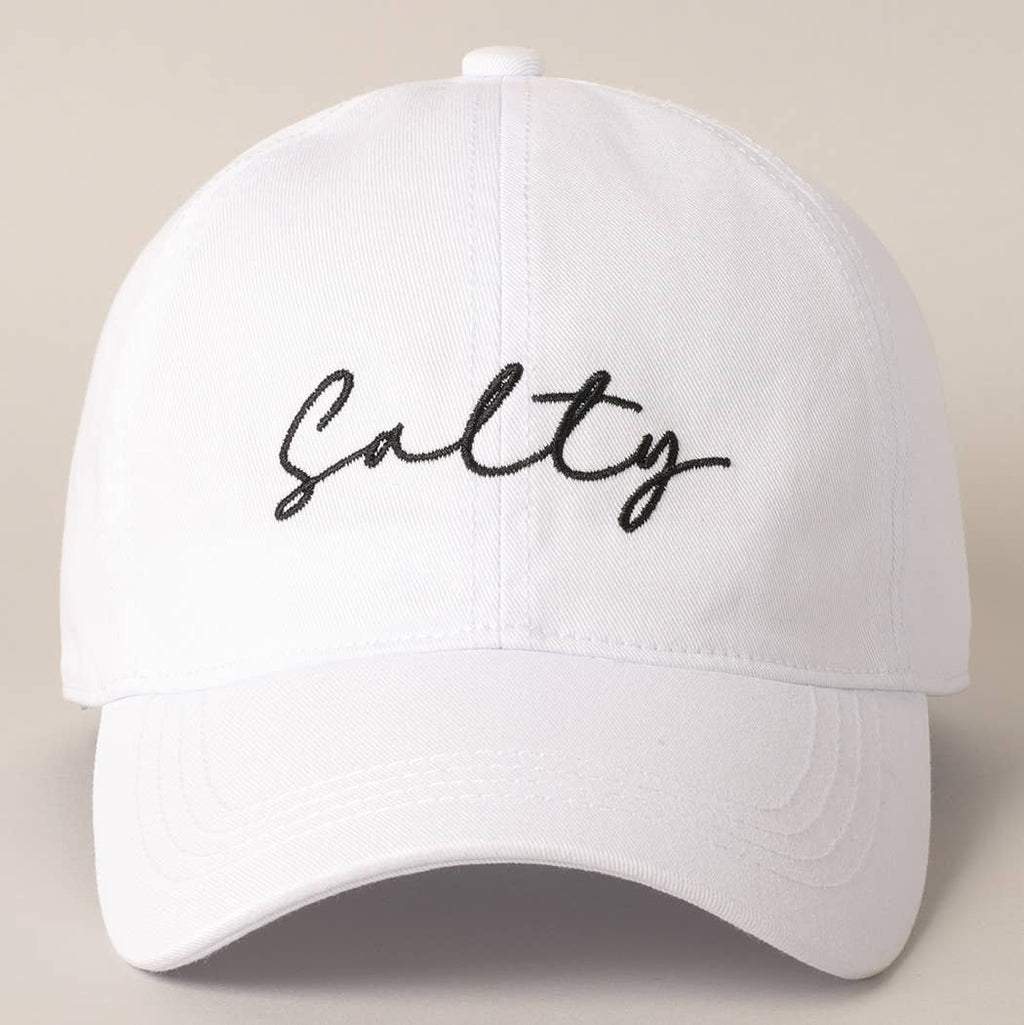 Salty Lettering Embroidery Baseball Cap: DUSTY PINK / One Size