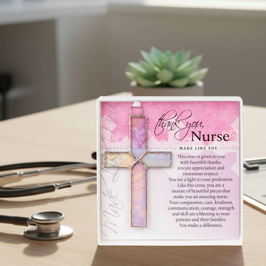 Nurse Thank You Gift Clear Stained Glass Cross 4453SG