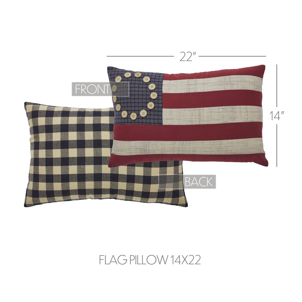 American Flag Patriotic Cotton Lumbar Pillow - 14x22