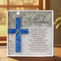 Grandpa Christian Gift: Blue Stained Glass Cross 4415SG