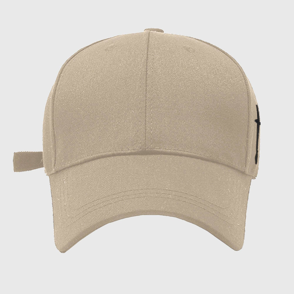 Unisex Baseball Cap with Cross Embroidery: Black / One Size Fits Most