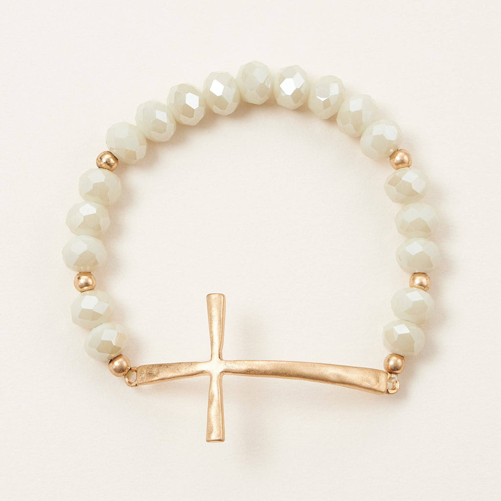 Glass Beaded Bracelet with Cross Charm: IVAB / ONE