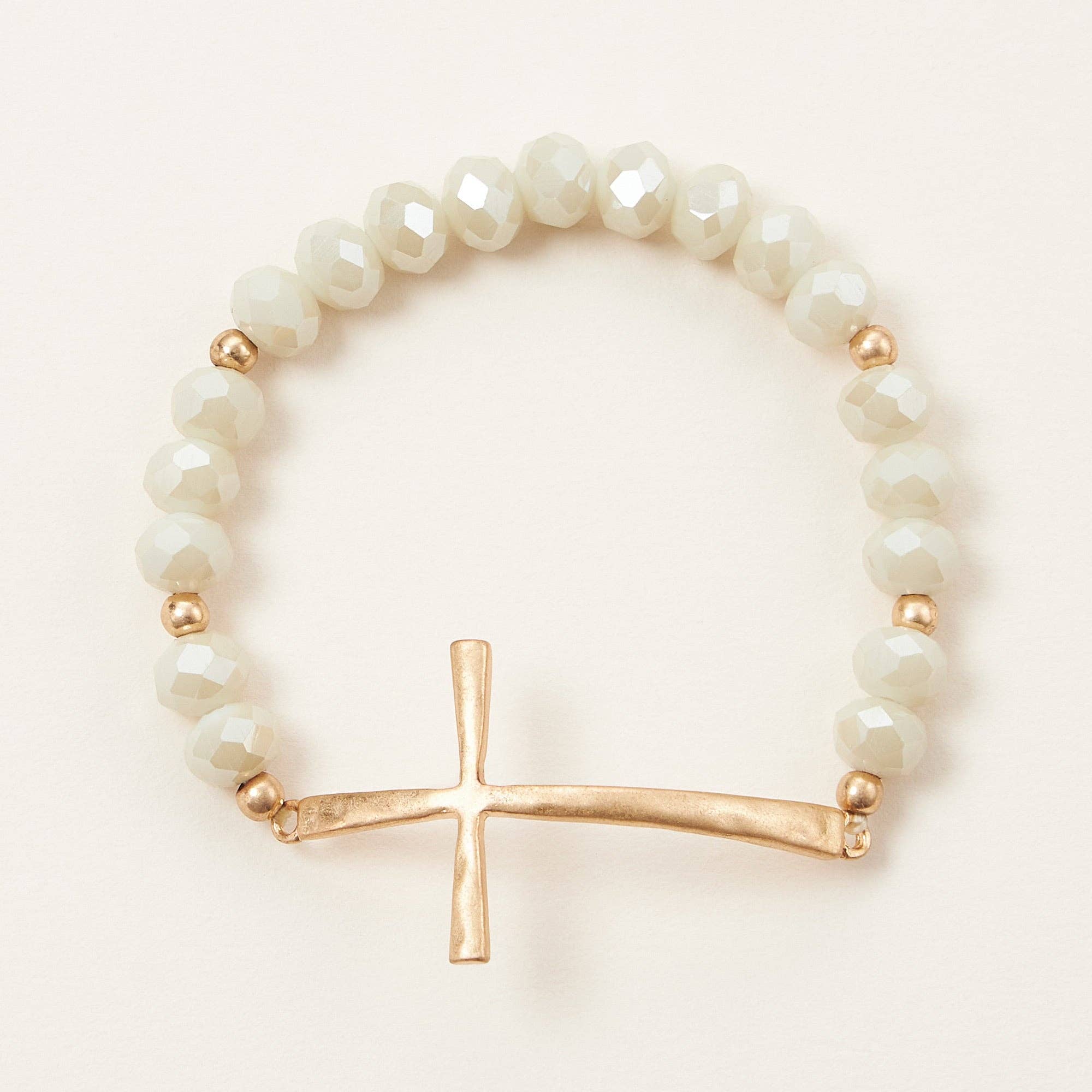 Glass Beaded Bracelet with Cross Charm: IVAB / ONE