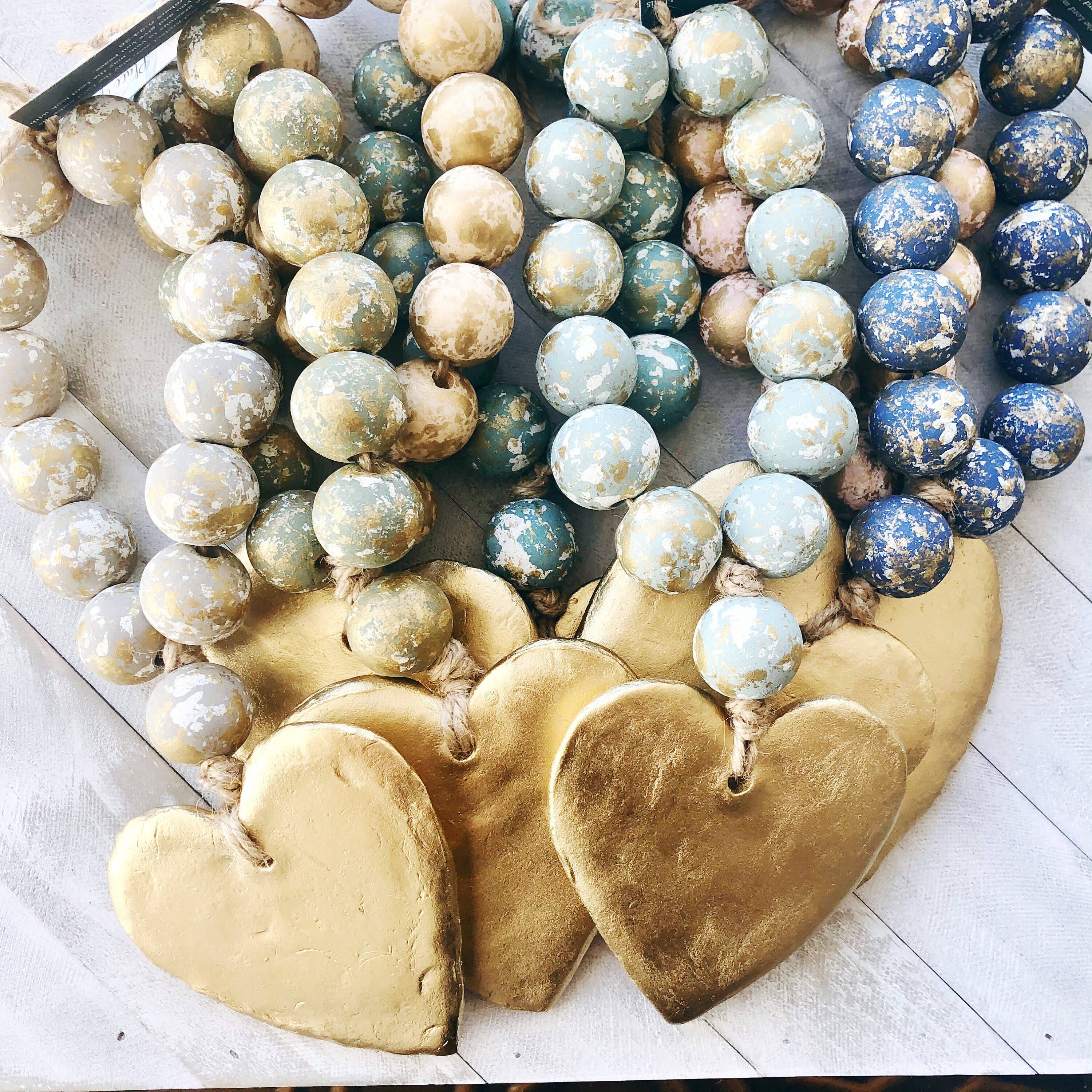 Blessing Beads With Large Heart: Navy
