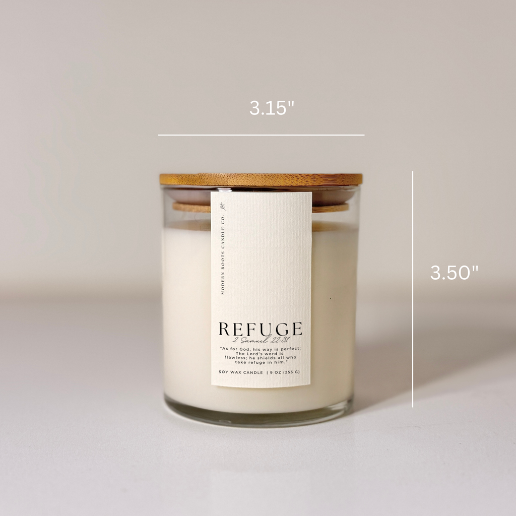 Refuge | Ozone & Sea Salt | 9 oz. Clear Jar Soy Candle: Natural Wood Lid