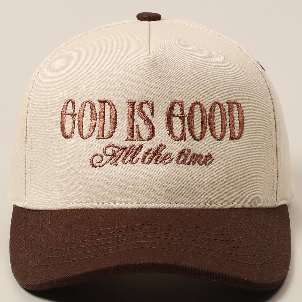 God Is Good All The Time Embroidery Trucker Hat: SAGE / ONE SIZE