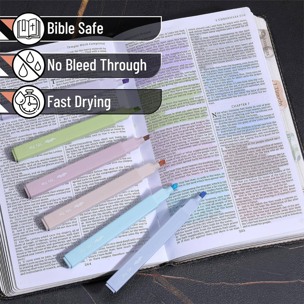 Bible Highlighters & Pens No Bleed 16 Pack Pastel