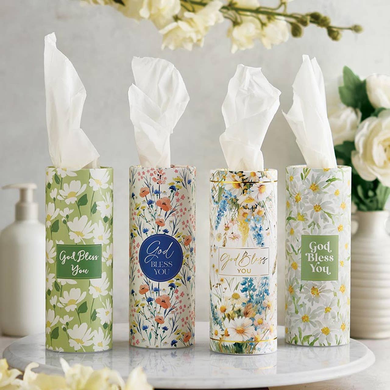 Tissue Display  - Meadow: Cardboard, 3-ply Tissue / 11.5" W x 7.25" H x 1" D