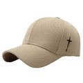 Unisex Baseball Cap with Cross Embroidery: Beige / One Size Fits Most
