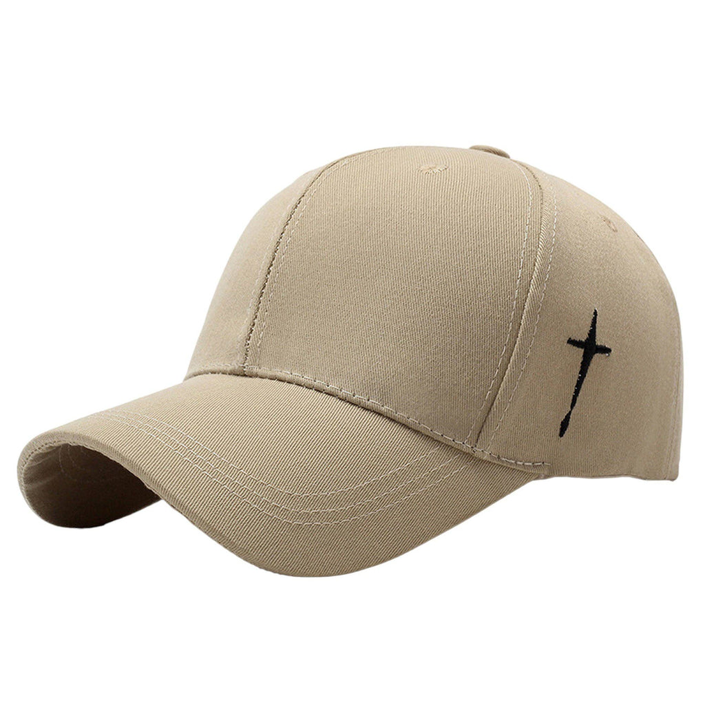Unisex Baseball Cap with Cross Embroidery: Black / One Size Fits Most