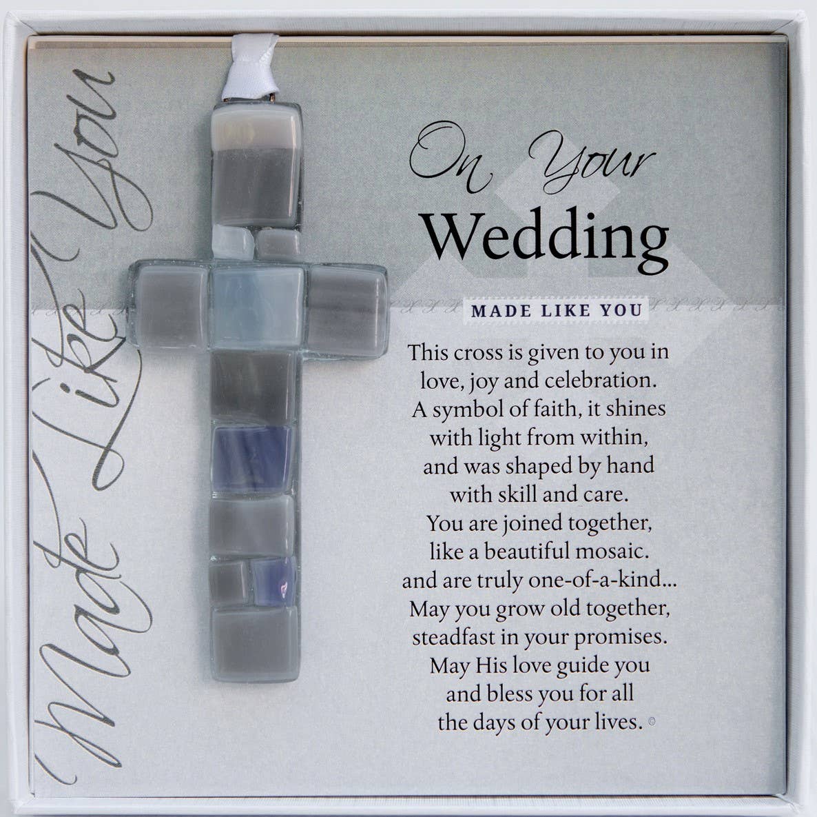 Wedding Day Gift  USA Handmade Mosaic Glass Cross 4493