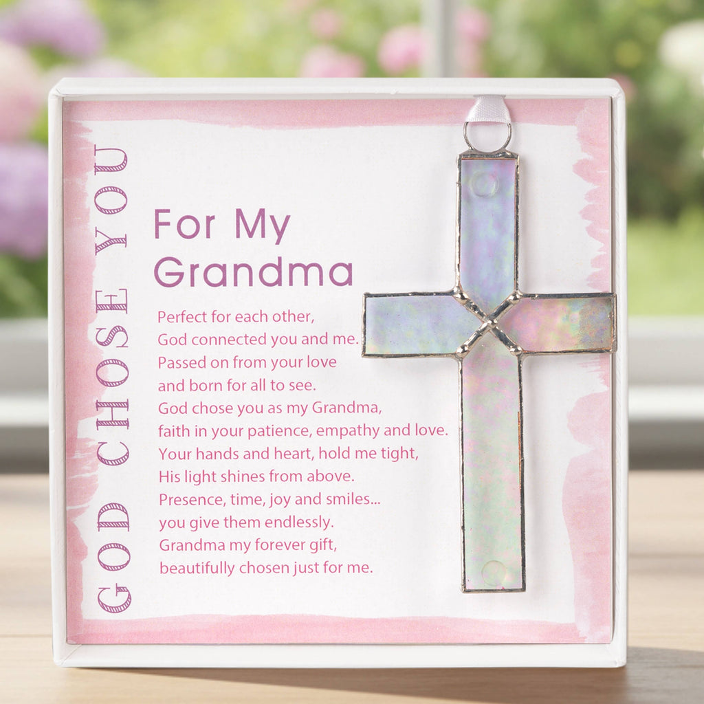 God Chose You Grandma: Clear Stained Glass Cross 4504SG