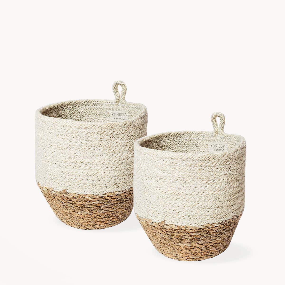 Handwoven Wall Basket • Amari Loop Bin - Natural-Set of 2