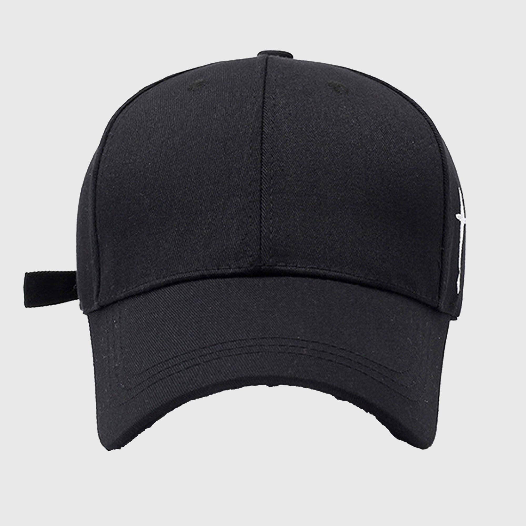 Unisex Baseball Cap with Cross Embroidery: Beige / One Size Fits Most