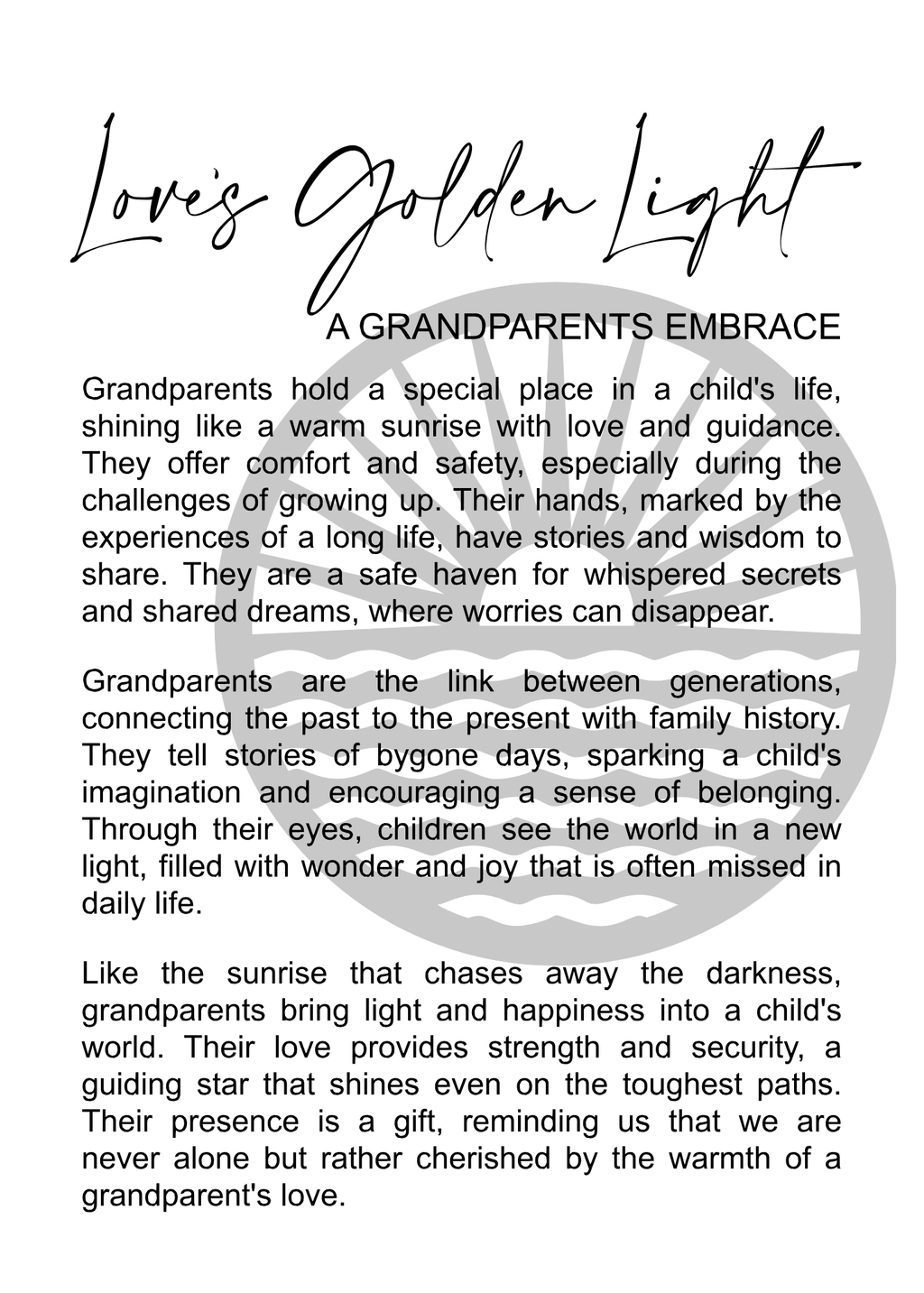 Story Ornament - A Grandparents Embrace