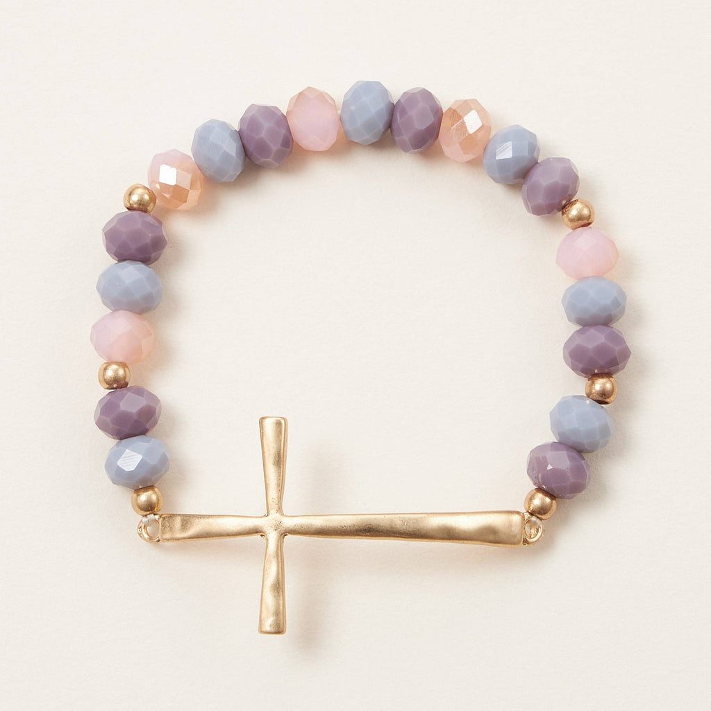 Glass Beaded Bracelet with Cross Charm: IVAB / ONE