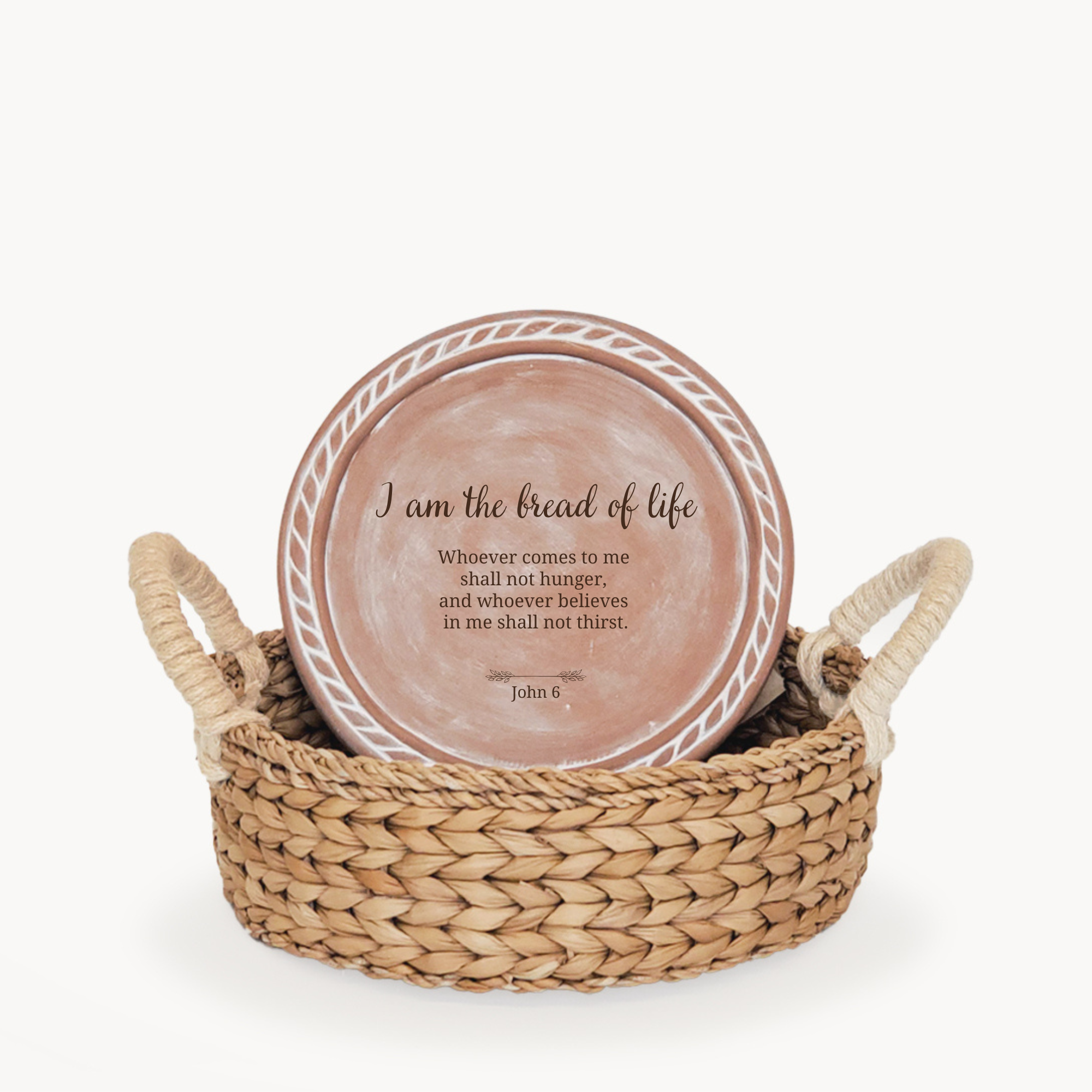 Handmade Bread Warmer & Wicker Basket - Bible Round: Design 1