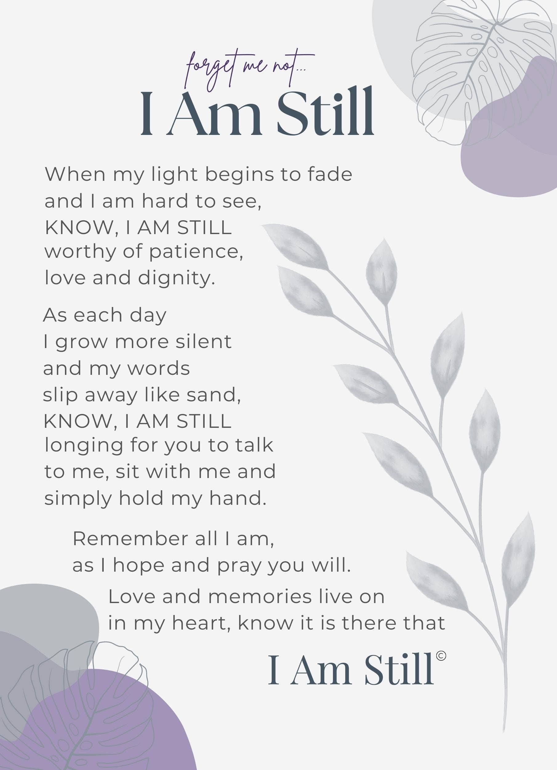 Alzheimer/Dementia Family Gift: I am Still Glass Heart 6701