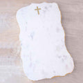 Cross Marble Serving Board   White/Gold   9.5x15