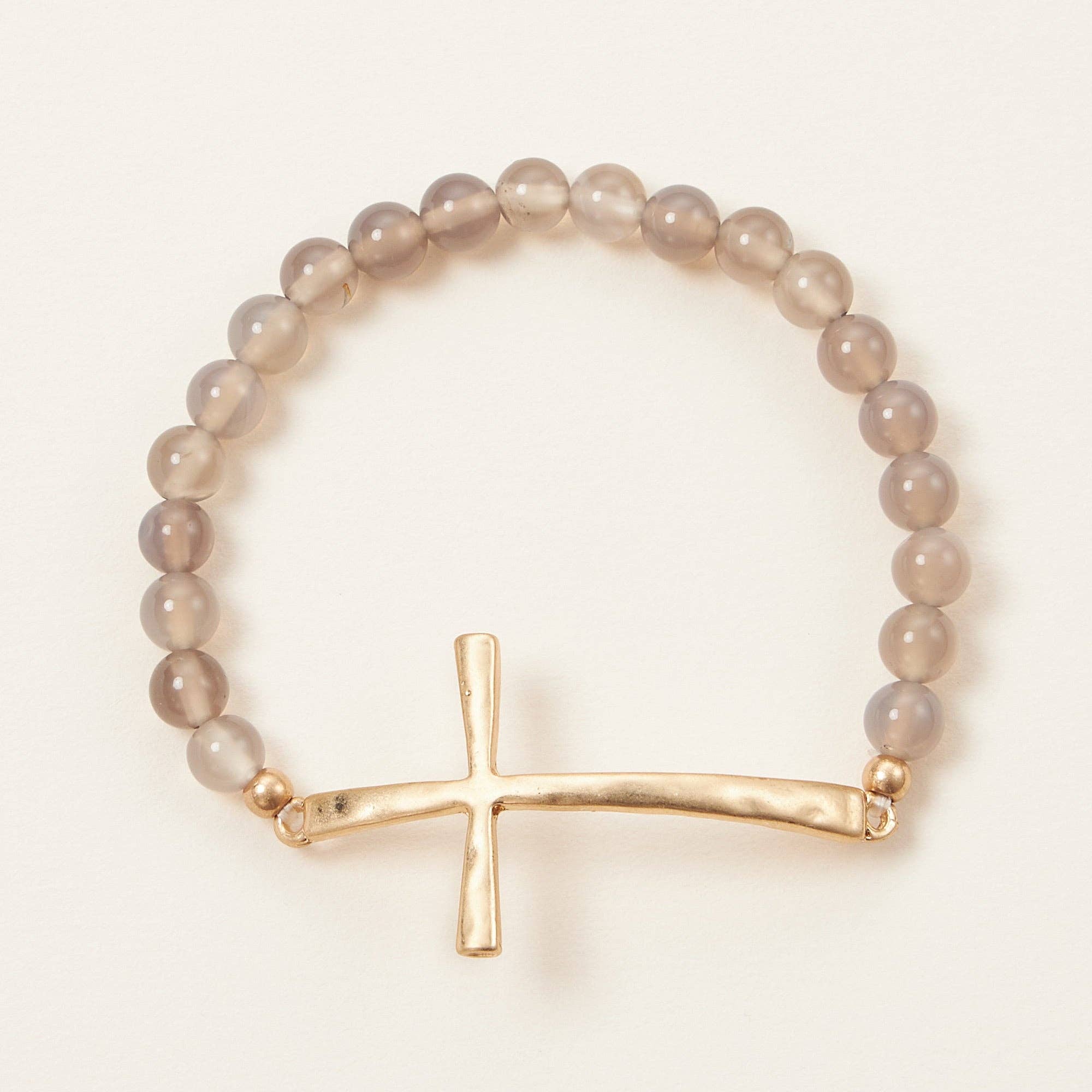 Metal Cross Pendant Natural Stone Bracelet: PIC / One / WB1001