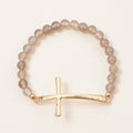 Metal Cross Pendant Natural Stone Bracelet: GRY / One / WB1001