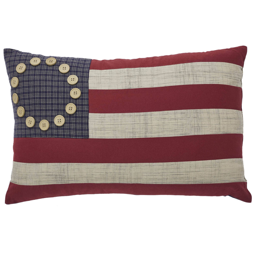 American Flag Patriotic Cotton Lumbar Pillow - 14x22