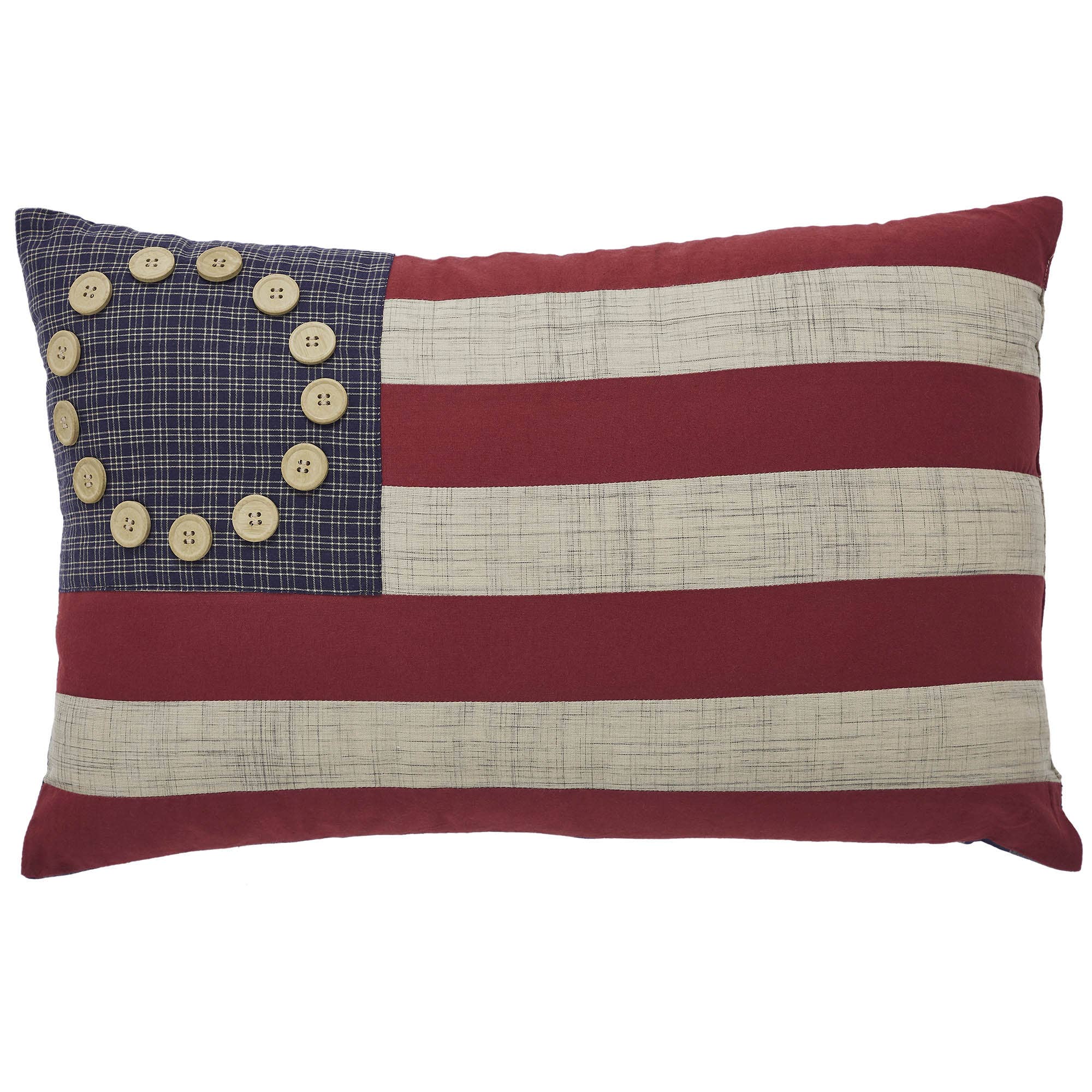 American Flag Patriotic Cotton Lumbar Pillow - 14x22