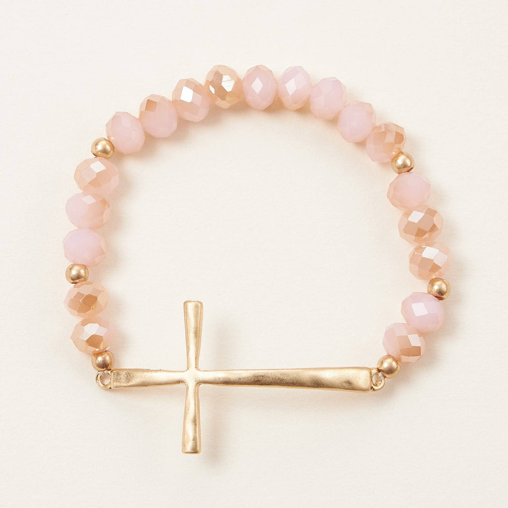 Glass Beaded Bracelet with Cross Charm: IVAB / ONE