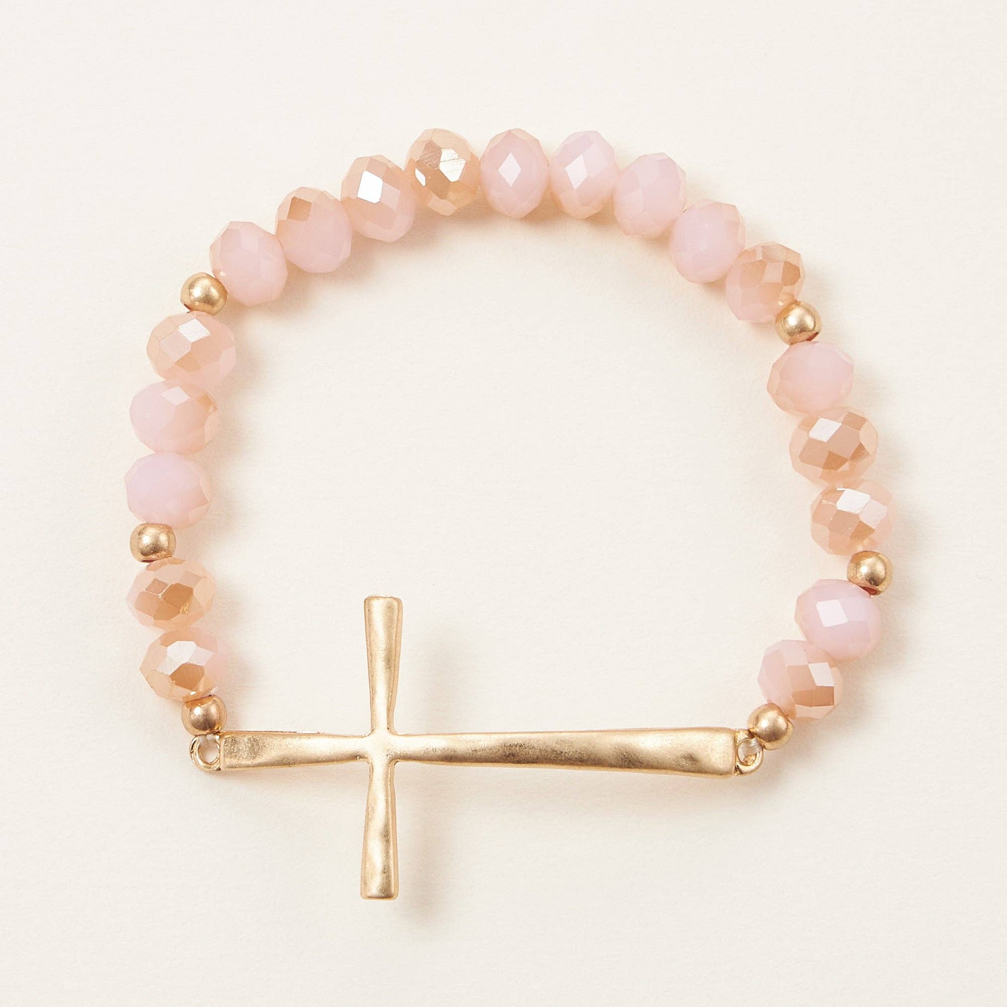 Glass Beaded Bracelet with Cross Charm: IVAB / ONE