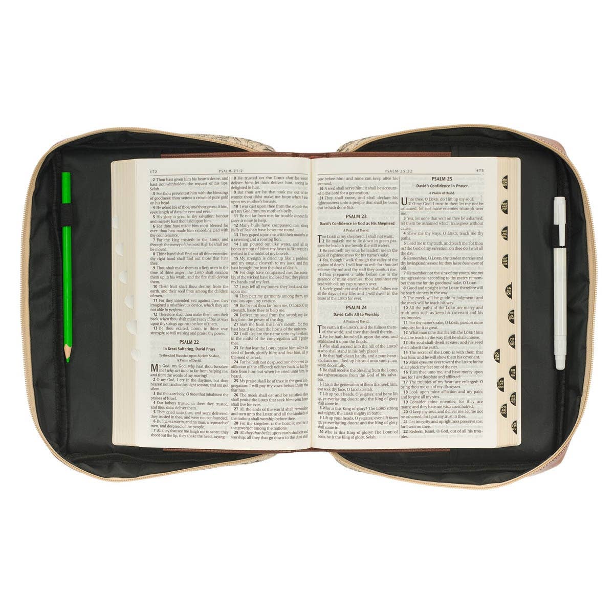 Bible Cover Fashion Cream/Brown Floral Amazing Grace: Large