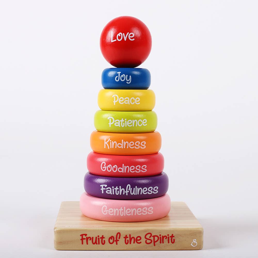 Puzzle Wood Stackable Rings Fruit Of The Spirit: Multicolored / Wood