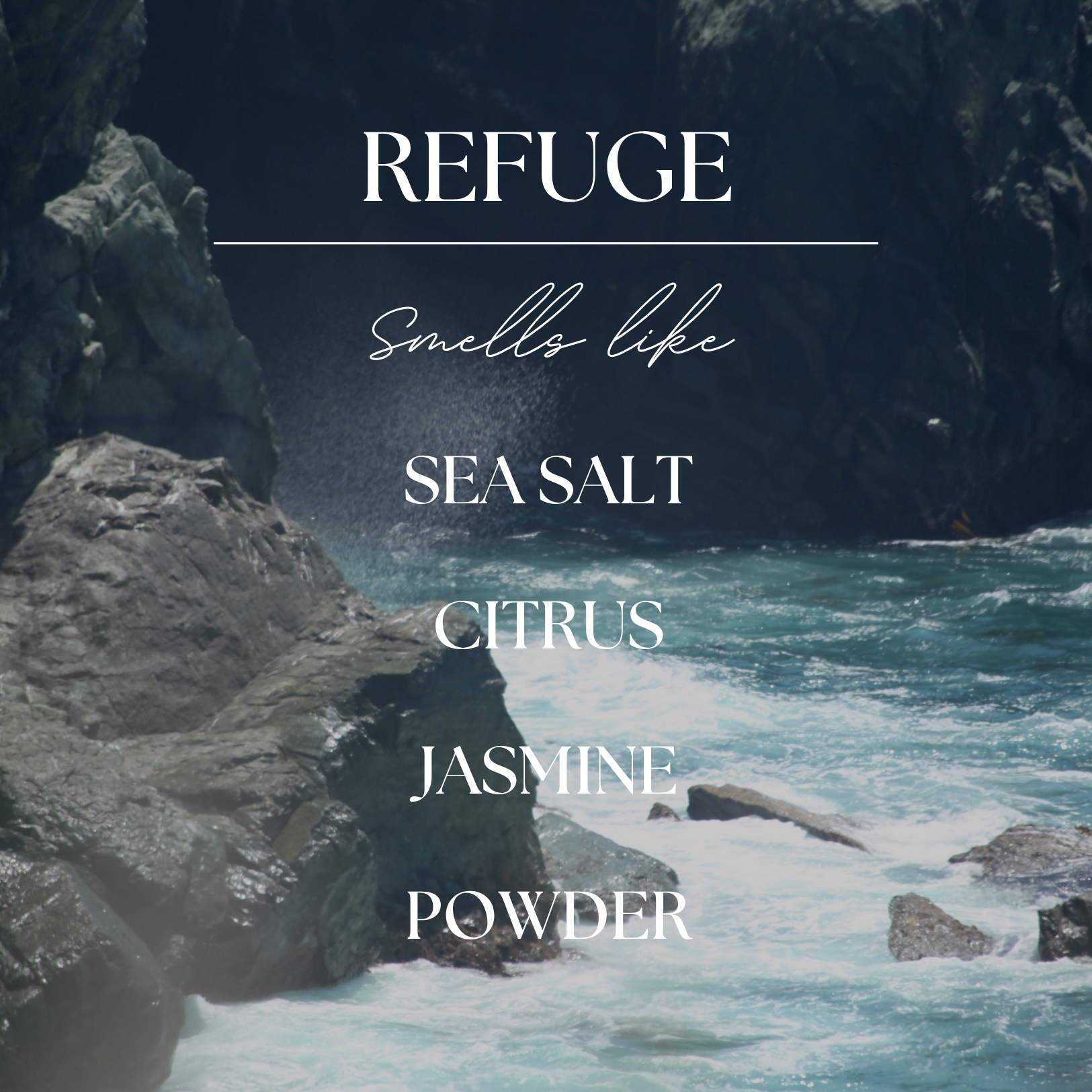 Refuge | Ozone & Sea Salt | 9 oz. Clear Jar Soy Candle: Natural Wood Lid
