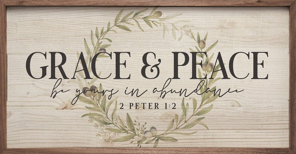 Grace And Peace 2 Peter 1 2 Wreath Whitewash: 24 x 12 x 1.5