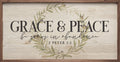 Grace And Peace 2 Peter 1 2 Wreath Whitewash: 24 x 12 x 1.5