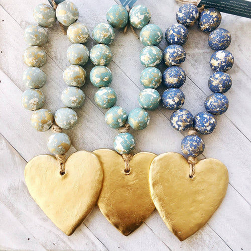 Blessing Beads With Large Heart: Navy