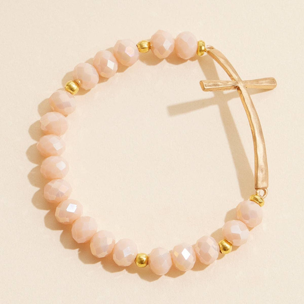 Glass Beaded Bracelet with Cross Charm: IVAB / ONE