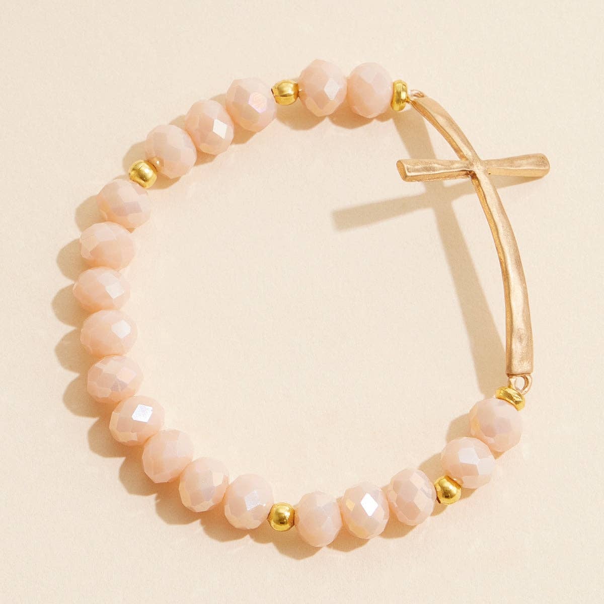 Glass Beaded Bracelet with Cross Charm: IVAB / ONE