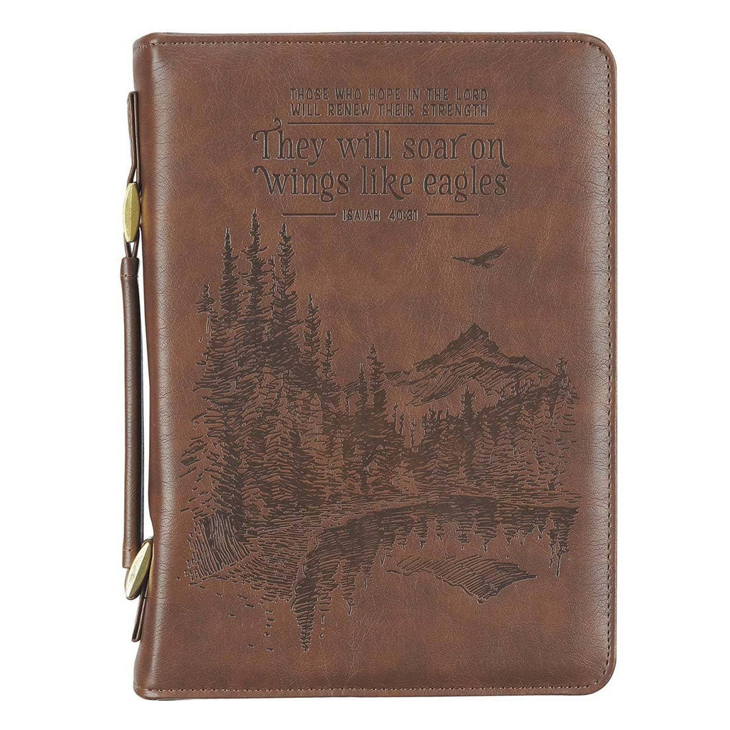 Bible Cover Classic Brown Wings Like Eagles Isa. 40:31: Extra Large
