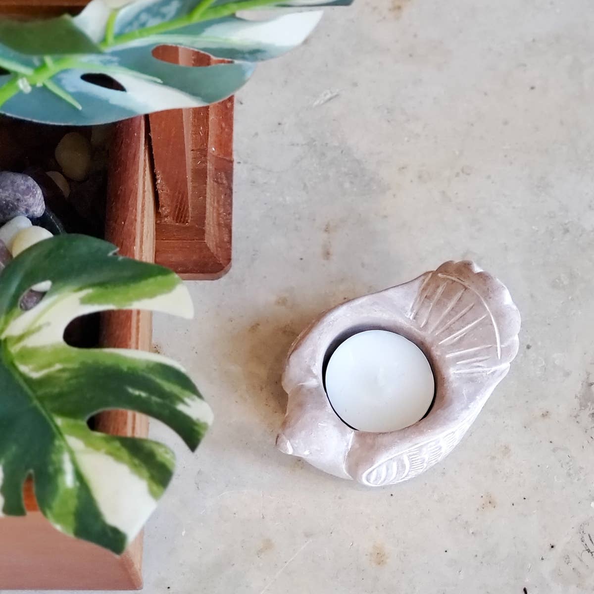 Handmade Terracotta Tea Light Candle Holder - Bird