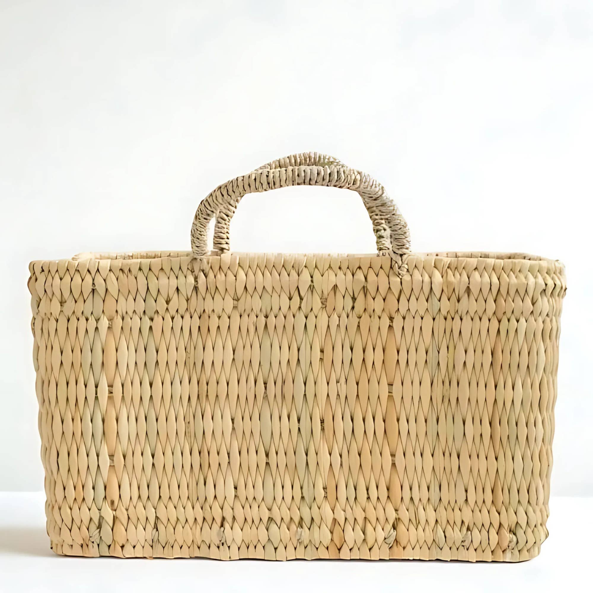 Handwoven Reed Basket Storage Bin Boho Nursery Decor: Set of 3