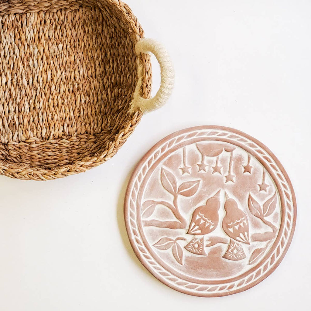 Handmade Bread Warmer & Wicker Basket - Lovebirds Round