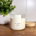 Be Still | Lavender & Sage | 15 oz. Clear Jar Soy Candle: Natural Wood Lid