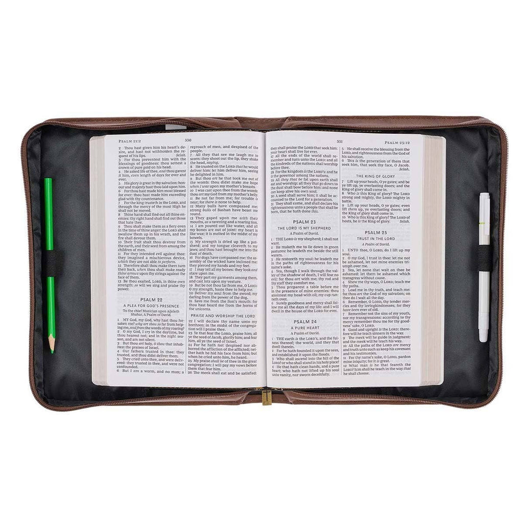 Bible Cover Classic Brown Wings Like Eagles Isa. 40:31: Large