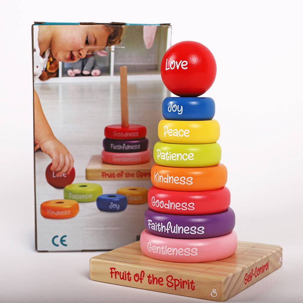 Puzzle Wood Stackable Rings Fruit Of The Spirit: Multicolored / Wood