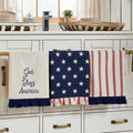 Hatteras Stars Ruffled Tea Towels Set of 3 16x28 Patriotic