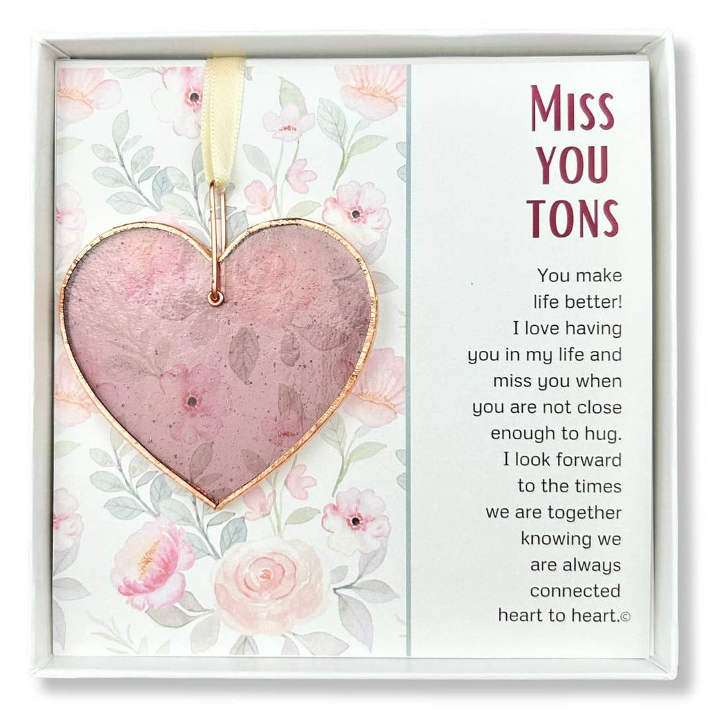 Miss You Tons: Handmade Stained Glass Heart 7822