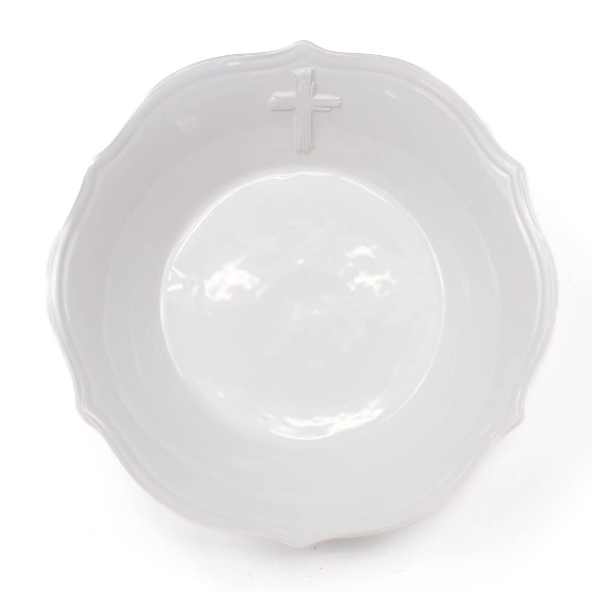 Cross Embossed Serving Bowl   White   11"