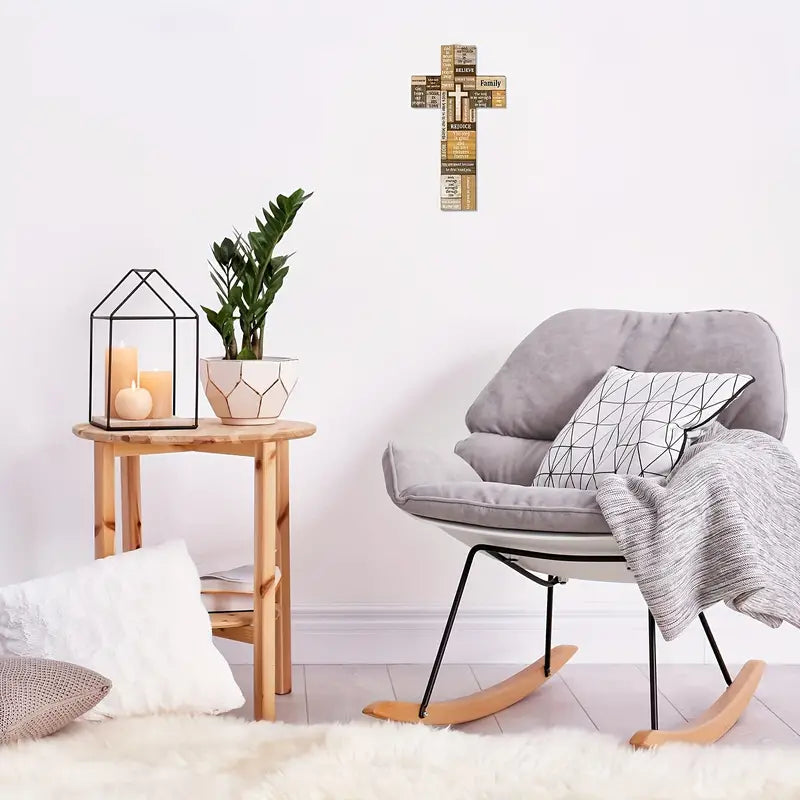 NNETM Faithful Reminders: Wooden Christian Cross Wall Decor with Biblical Verse